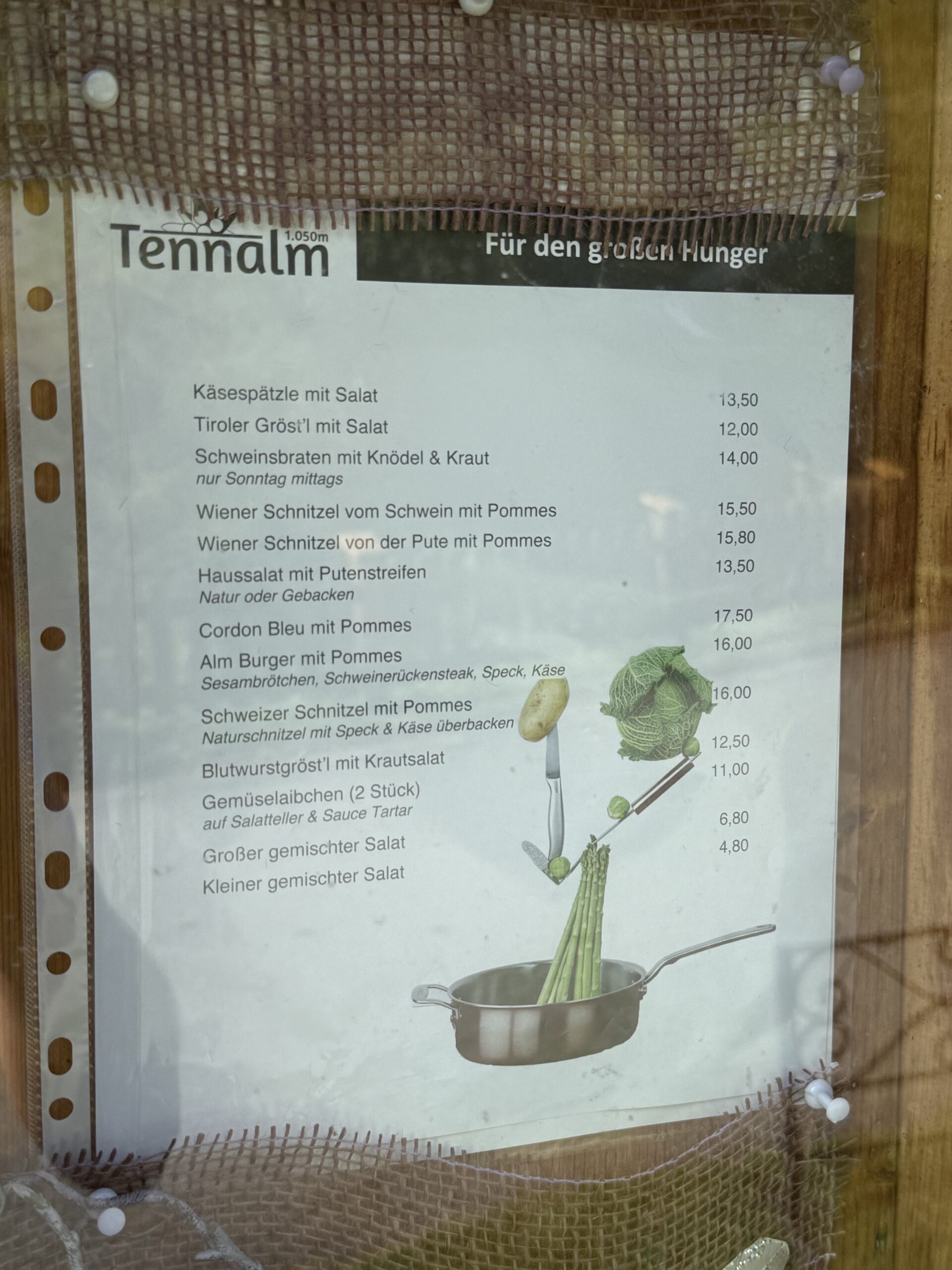 Tennalm Speisekarte Teil 1